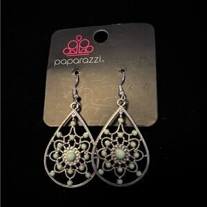 Paparazzi Silver and Mint Teardrop Earrings “ A Flare for Fabulous “